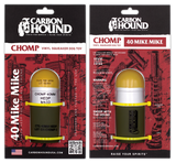 a pair of carbon hound 40 Mike Mike 40mm grenade replica rubber dog toy shown in their packaging