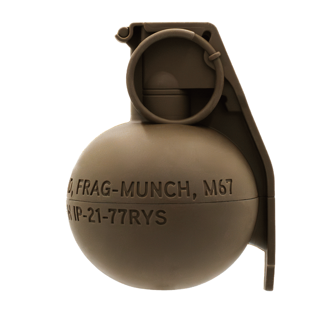 animated gif of carbon hound dog toys green frag much grenade dog toy in natural rubber for aggressive chewers