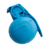 carbon hound frag munch glow in the dark heavy duty rubber grenade dog toy in blue color