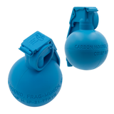 carbon hound frag munch glow in the dark heavy duty rubber grenade dog toy in blue color