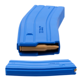 carbon hound mag munch heavy duty rubber gun magazine dog toy in blue color  two angles
