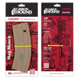 carbon hound mag munch tan 30 round rifle magazine rubber dog toy shown in its packaging