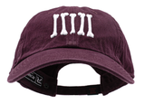 carbon hound maroon baseball dad hat with white embroidered rebel bones logo on the front